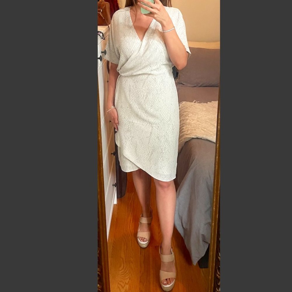 Aritzia Babaton Wallace Wrap Dress - Grey Print